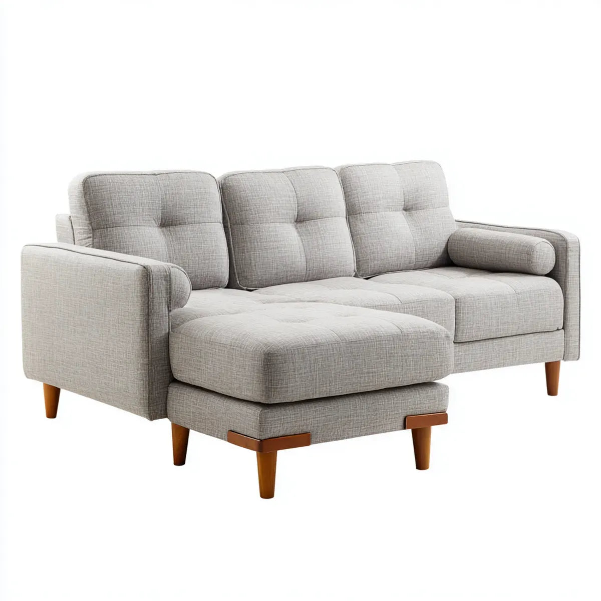 Canapé d'angle gauche 3 places gris clair en polyester 250 x 160 x 90 cm