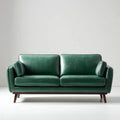 Canapé 2 places droit vert foncé 168 x 85 x 84 cm en cuir synthétique PU avec pieds en hévéa