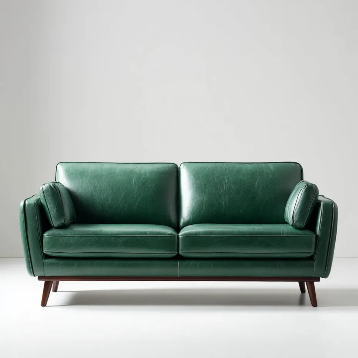 Canapé 2 places droit vert foncé 168 x 85 x 84 cm en cuir synthétique PU avec pieds en hévéa