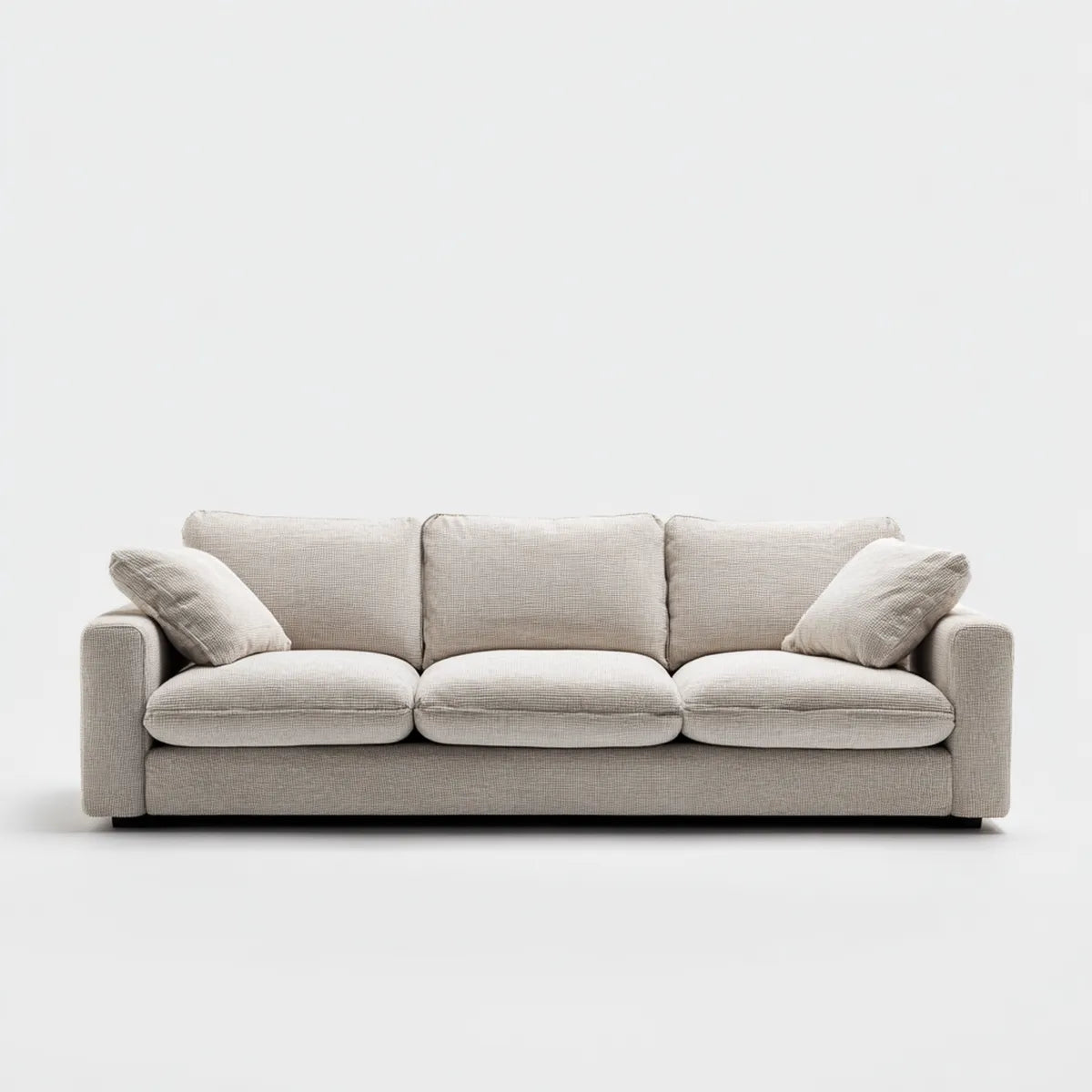 Canapé droit 3 places beige en polyester rectangulaire 220 x 95 x 85 cm