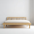 Lit double 160 x 200 cm en pin massif naturel rectangulaire avec tête de lit à barreaux