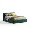 Lit double avec tête de lit vert 160 x 200 cm velours polyester rectangulaire
