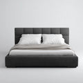 Lit double rembourré gris anthracite 160 x 200 cm polyester rectangulaire