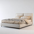 Lit double capitonné beige 160 x 200 cm en polyester forme rectangulaire