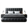 Lit double avec tête de lit capitonnée noir 180 x 200 cm en similicuir PU rectangulaire