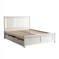 Lit double avec rangement blanc 160 x 200 cm en pin massif rectangulaire