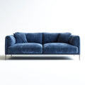 Canapé droit 3 places bleu nuit en velours de polyester 220 x 90 x 85 cm