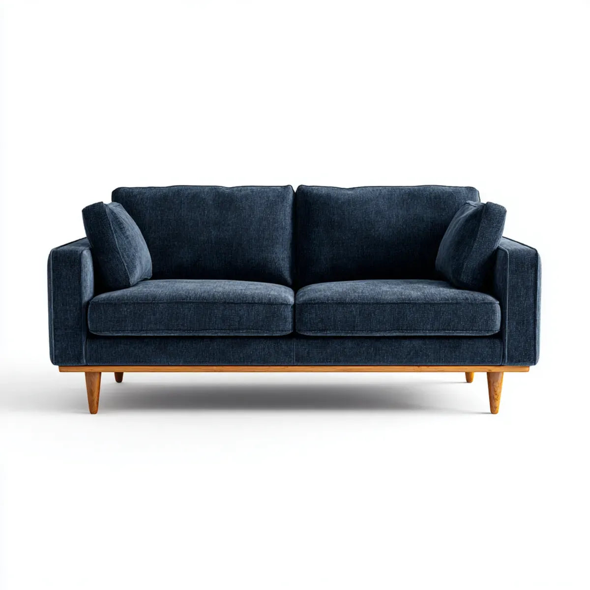 Canapé 2 places droit bleu nuit 180 x 85 x 85 cm polyester pieds en bois massif forme rectangulaire