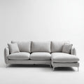 Canapé d'angle 3 places gris clair en polyester avec méridienne droite 260 x 160 x 85 cm