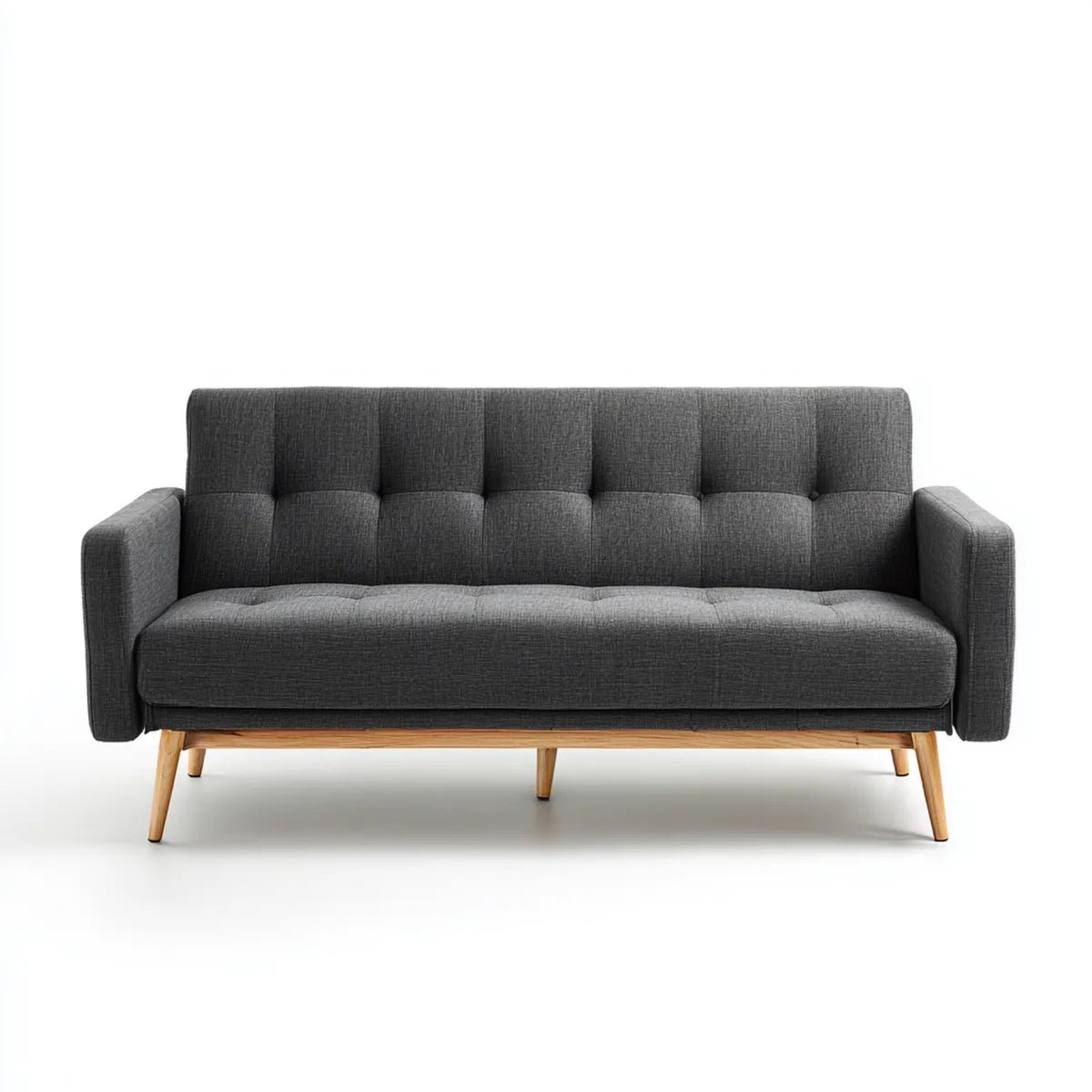 Canapé 3 places gris anthracite en polyester avec pieds en hévéa massif 190 x 82 x 84 cm