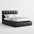 Lit coffre 160 x 200 cm noir en cuir synthétique PU avec tête de lit capitonnée rectangulaire